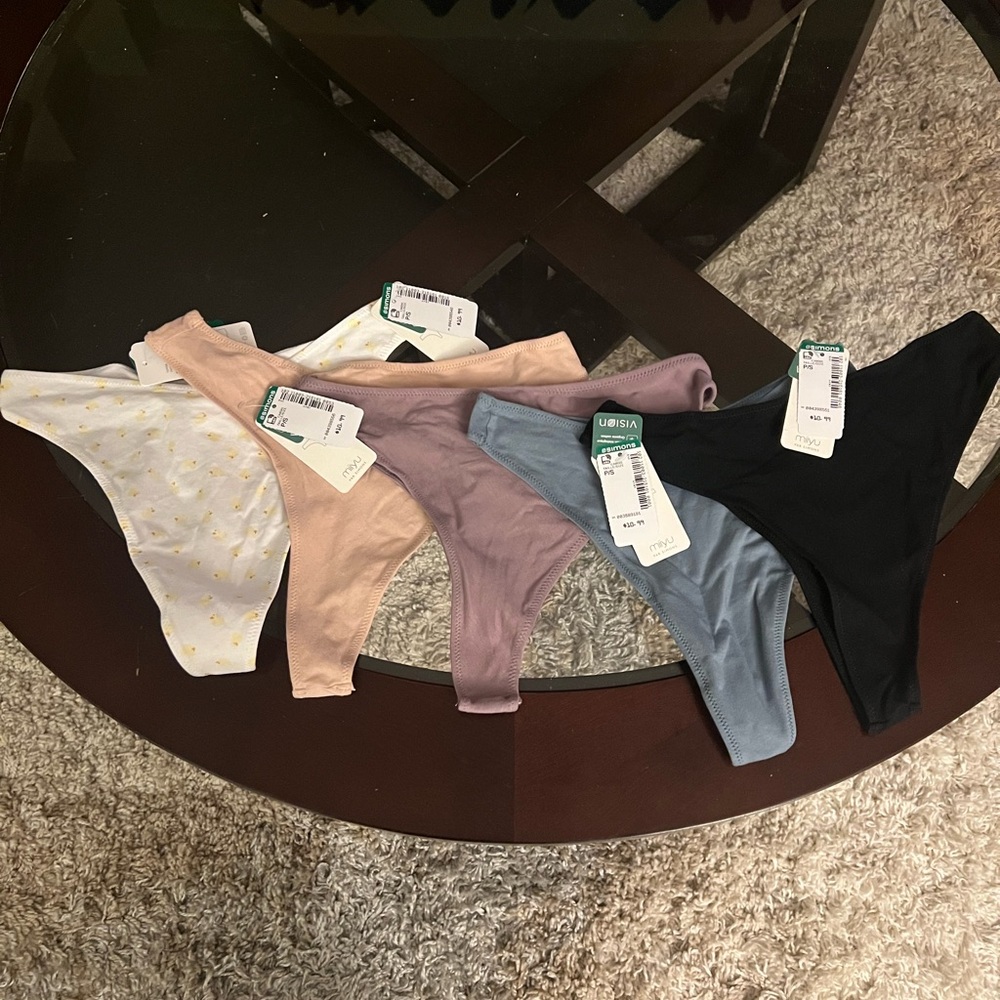 Simons Women's Panties - Black, Pink, Purple, Blue, White Small Cotton Thongs